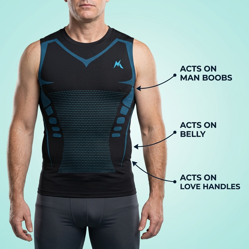 VitaBoost compression zones — chest, belly and love handles